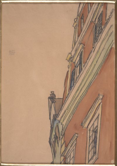 Vorderansicht eines Gebäudes: Krumau-Haus von Egon Schiele