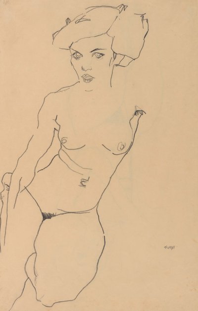 Kniende weibliche Aktfigur von Egon Schiele