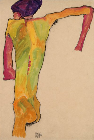Männlicher Akt, sich aufstützend von Egon Schiele