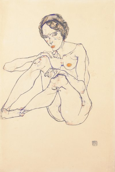 Sitzender weiblicher Akt, 1914 von Egon Schiele