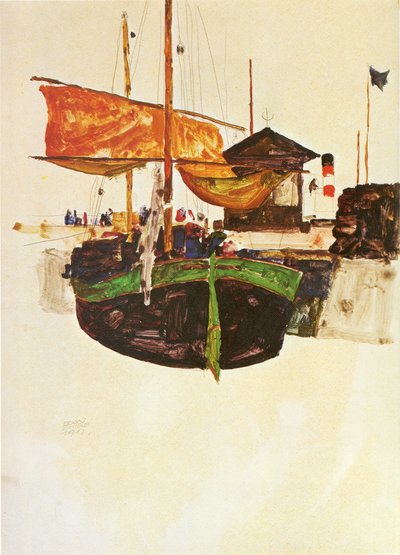 Schiff in Triest von Egon Schiele
