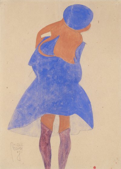 Stehendes Mädchen, Rückansicht von Egon Schiele