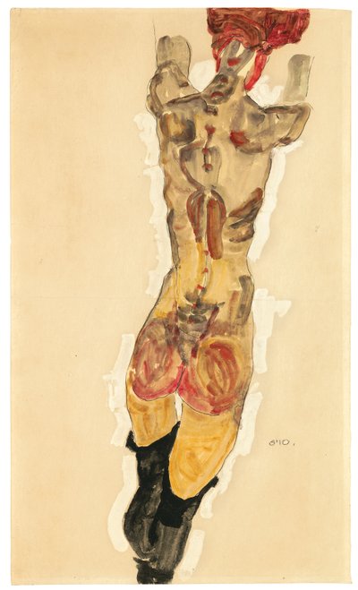 Stehender Rückenakt von Egon Schiele