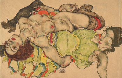 Zwei Mädchen liegen verschlungen, 1915 von Egon Schiele