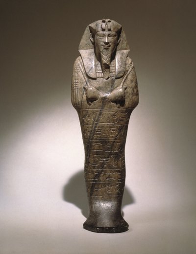 Ushabti von Senkamanseken, aus Äthiopien (grauer Kalkstein) von Egyptian School