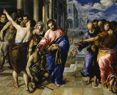 Jesus heilt den Blinden, ca. 1573 von El Greco