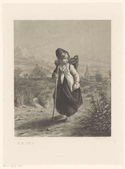 Mädchen mit Korb auf dem Rücken von Elchanon Verveer