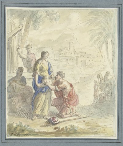 Rebekka und Eliëzer am Brunnen von Elias van Nijmegen