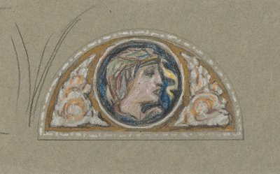Studie für Lunette mit Frauenkopf von Elihu Vedder