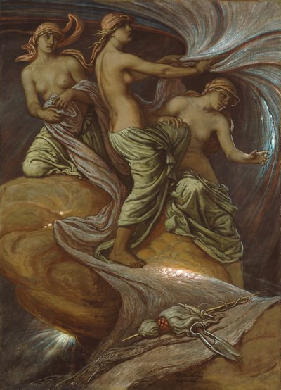 Die Schicksalsgöttinnen sammeln die Sterne von Elihu Vedder