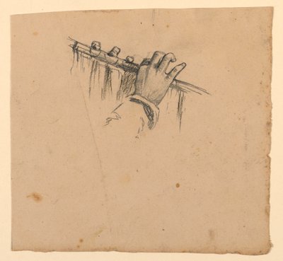 Studie von Händen, die eine Flöte halten von Elihu Vedder