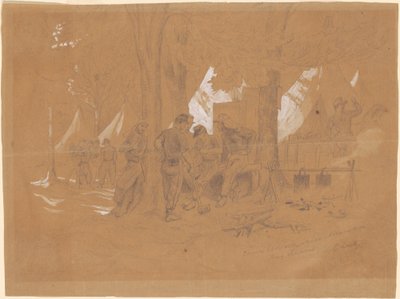 Camp Ellsworth, in der Nähe von Alexandria—Fünf Zouaven von Emanuel Gottlieb Leutze