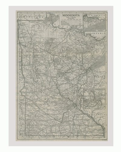Karte von Minnesota, USA, um 1900 von Emery Walker