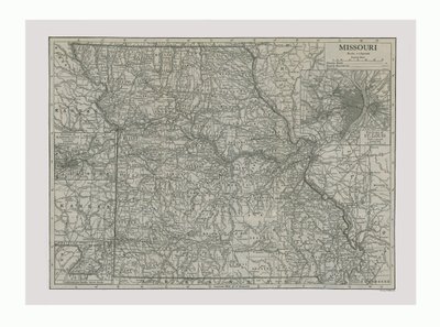 Karte von Missouri, USA, um 1900 von Emery Walker