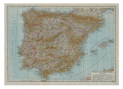 Karte von Spanien und Portugal von Emery Walker