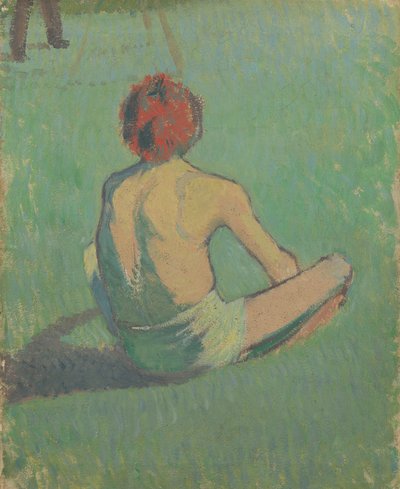 Junge, der im Gras sitzt von Emile Bernard