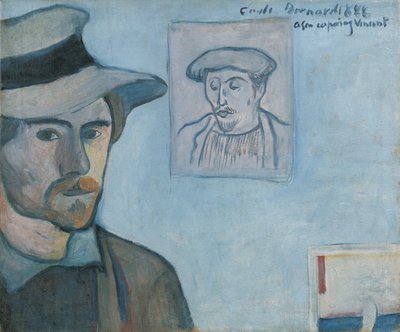 Selbstporträt mit Porträt von Gauguin von Emile Bernard