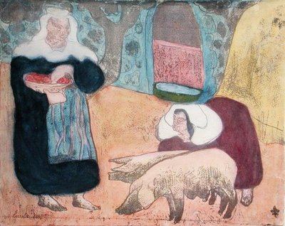Frauen mit Schweinen von Emile Bernard