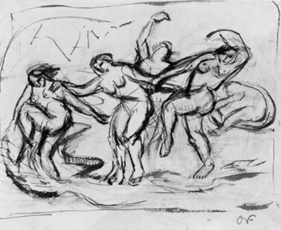 Figurenkomposition mit badenden und tanzenden Frauen von Emile Othon Friesz