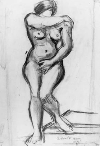 Stehendes weibliches Modell en face, Skizze von Emile Othon Friesz