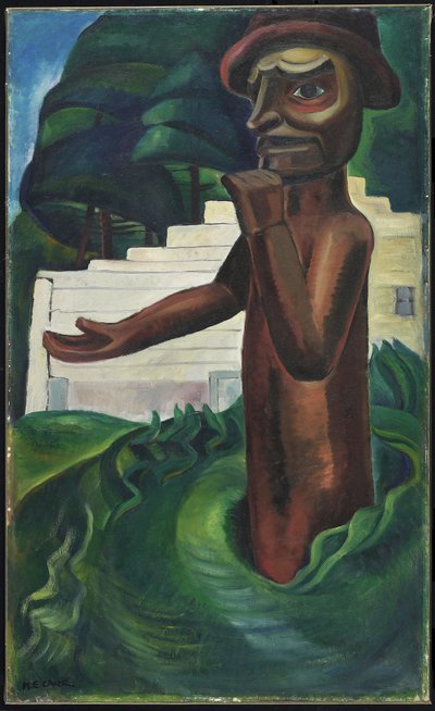 Potlatch-Willkommen, ca. 1928 (Öl auf Leinwand) von Emily Carr