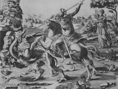 St. Georg tötet den Drachen, 1542 von Enea Vico