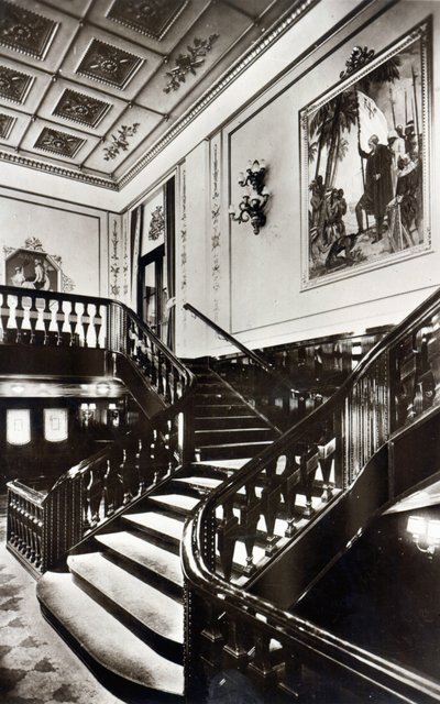 Große Treppe an Bord der HMS Homeric von English Photographer