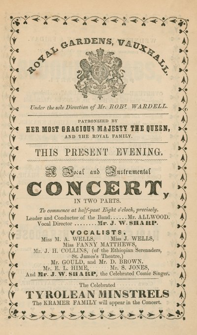 Anzeige für Vauxhall Gardens, London von English School