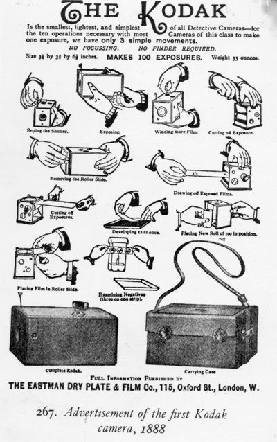 Werbung für die erste Kodak-Kamera, 1888 von English School