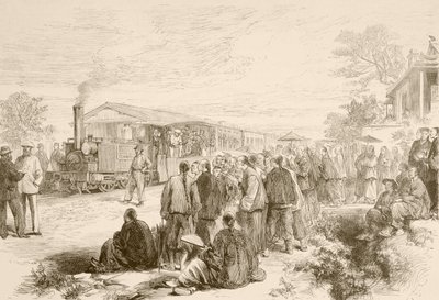 Eine frühe chinesische Eisenbahn um 1880 von English School