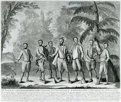Cherokee-Häuptlinge aus Carolina, ca. 1730 (Gravur) von English School