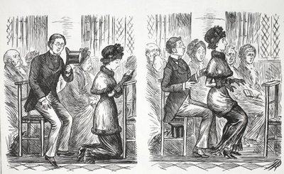 Kirchenmanieren, Illustration aus Punch von English School