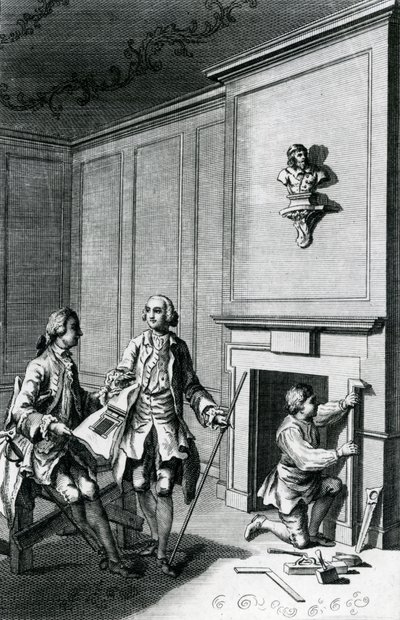 Bau eines Kaminbrusts (Stich) von English School