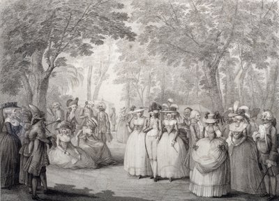 Elegante Figuren in den Vauxhall Gardens von English School