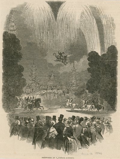 Feuerwerk in den Vauxhall Gardens, London von English School