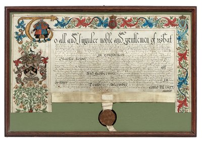 Wappenverleihung an Charles Hewitt, 1597 von English School