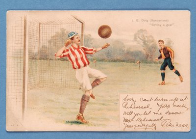 J.E. Doig (Sunderland) rettet ein Tor von English School