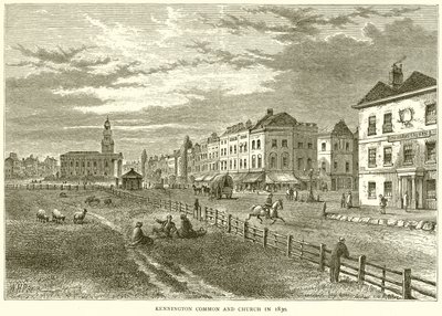 Kennington Common und Kirche, 1830 von English School