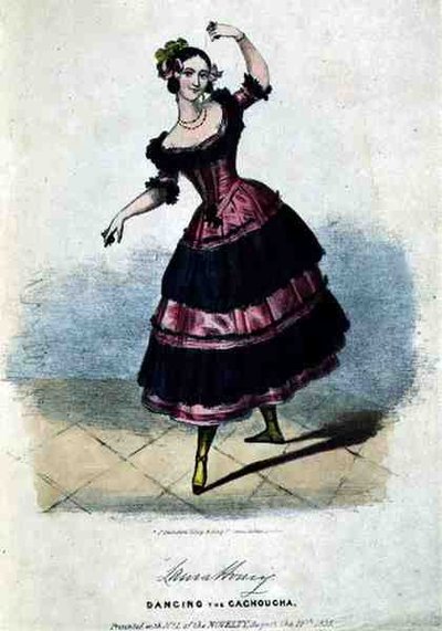 Laura Honey (ca. 1816-43) tanzt die Cachoucha von English School