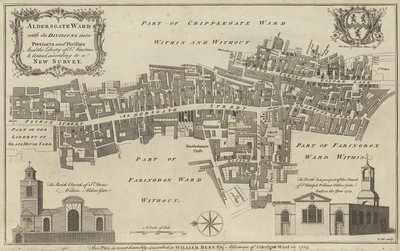 Karte des Aldersgate Ward, City of London von English School