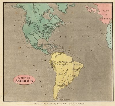 Karte der Amerikas, um 1821 von English School