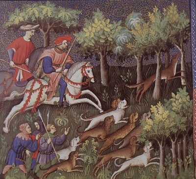 Mittelalterliche Aristokraten jagen Füchse von English School