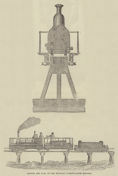 Militärische Schmalspurbahn (Gravur) von English School