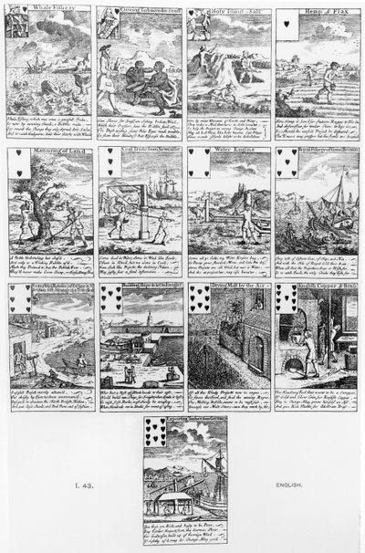Spielkarten, die Blasenunternehmen satirisieren, ca. 1720 von English School