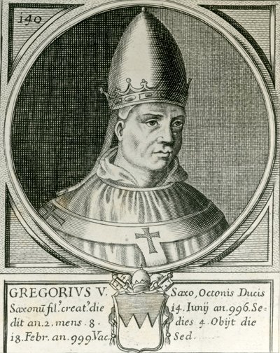 Papst Gregor V. (972-999) (Gravur) von English School
