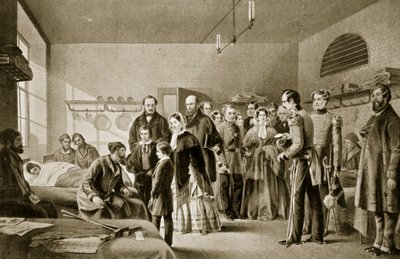 Königin Victoria besucht die Verwundeten von English School