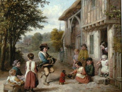 Der Drehorgelspieler, um 1865 von English School