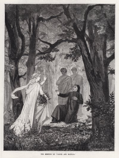 Das Treffen von "Dante und Matilda" (Gravur) von English School