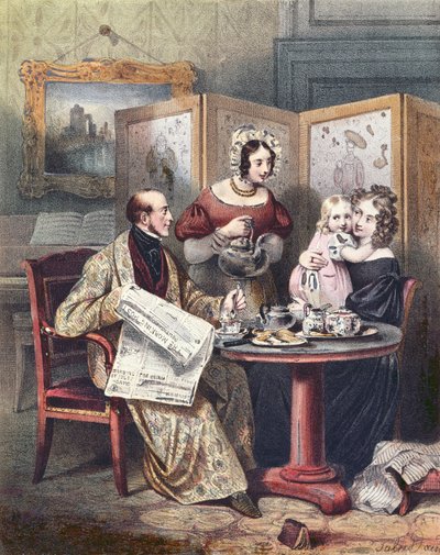 Viktorianische Familie beim Frühstück, ca. 1840 von English School