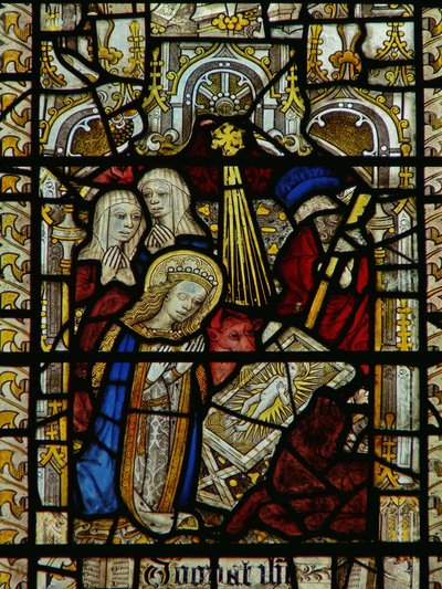 Fenster, das die Geburt Christi darstellt von English School
